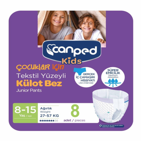 Canped Kids Emici Külot 8-15 yaş / 27-57 kg /  8'li